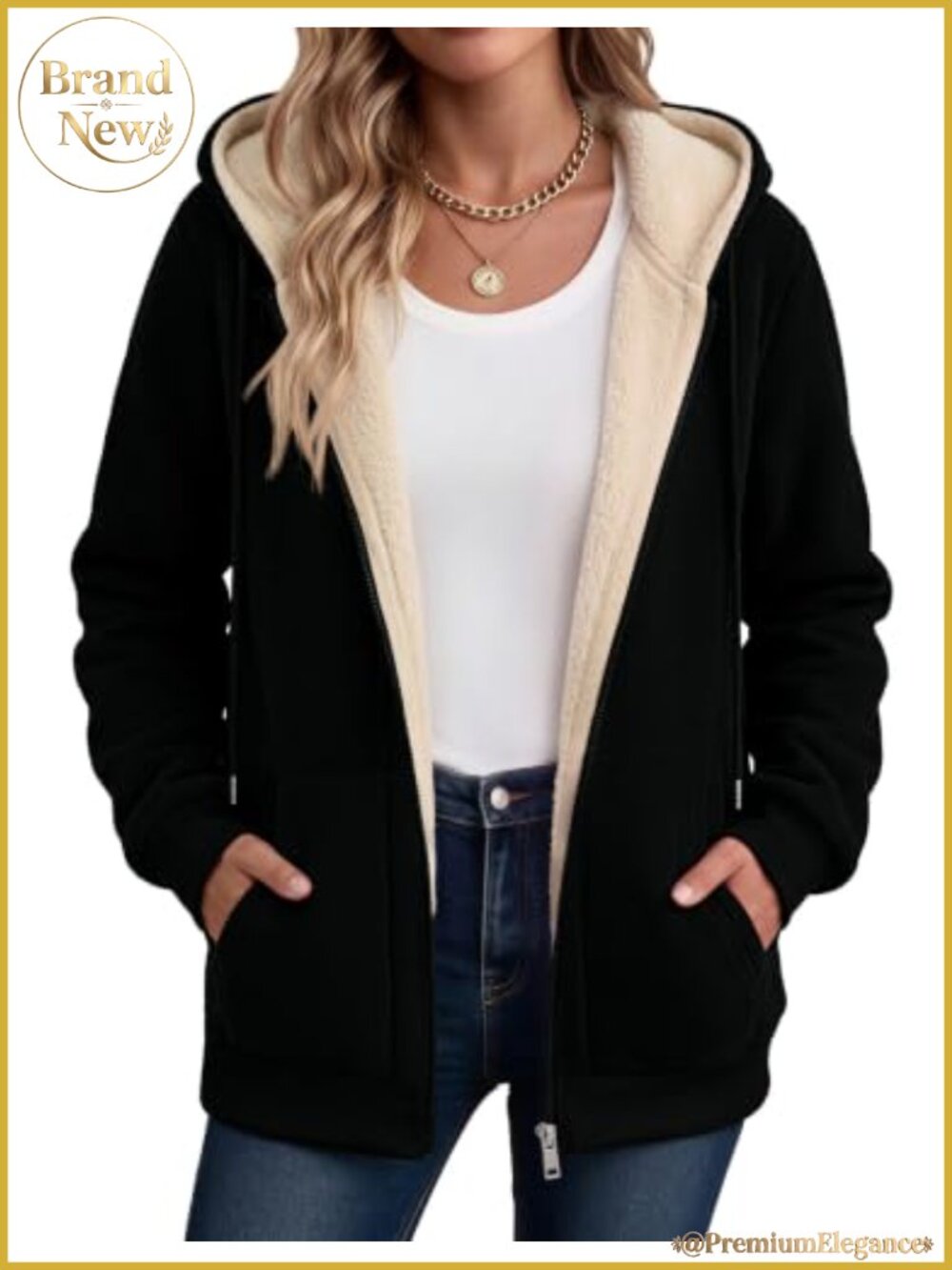 Sherpa Fleece Zip Up Hoodie Thick Warm Winter Coat